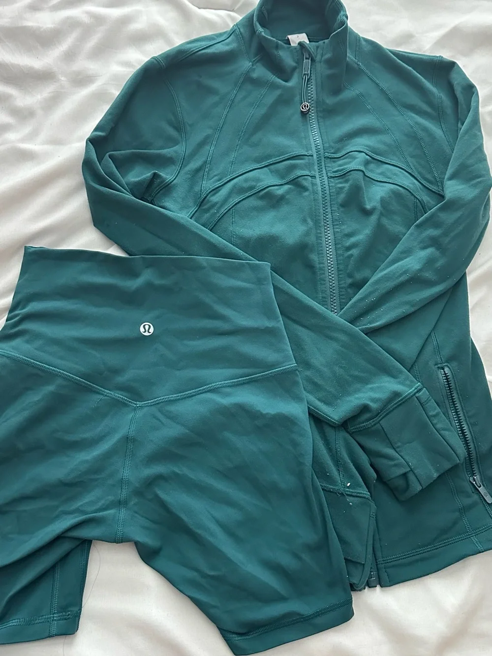 Lululemon athletica Teal Zip Jacket and High-Waist Shorts Set